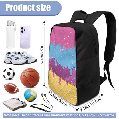 18.5in Basketball Backpack Basketball Bag with Shoe Compartment & Ball Holder, Waterproof Bag for Soccer Volleyball - color: Layered Ice Cream Print