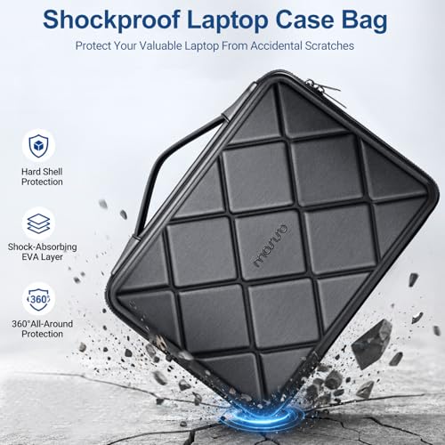 MOSISO Laptop Case 16 inch, 15-15.6 inch Laptop Sleeve Waterproof Shockproof Computer Bag Compatible with MacBook HP Dell Lenovo, Checkered EVA Carrying Case Computer Bag Hard Shell with Handle, Black