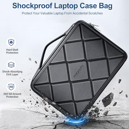 MOSISO Laptop Case 16 inch, 15-15.6 inch Laptop Sleeve Waterproof Shockproof Computer Bag Compatible with MacBook HP Dell Lenovo, Checkered EVA Carrying Case Computer Bag Hard Shell with Handle, Black