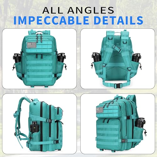 Military 45L Tactical Assault Backpack 3 day assault pack with Molle Waterproof backpack Rucksack for Tactical Backpacks - color: Lakeblue