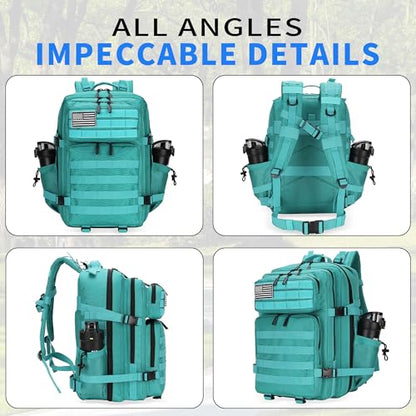 Military 45L Tactical Assault Backpack 3 day assault pack with Molle Waterproof backpack Rucksack for Tactical Backpacks - color: Lakeblue