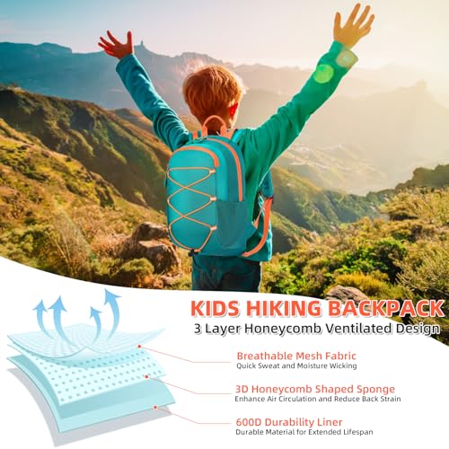 10L Kids Hiking Backpack, Small Waterproof Travel Daypack for Camping, Lightweight Pack for Boys or Girls Ages 4-12 (Green) - color: Green