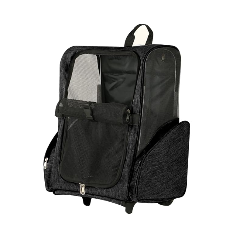 Pet Trolley Bag Cat Dog Travel Bag Portable & Breathable Pet Carrier Backpack - Lightweight Dual-Shoulder Design for Easy Travel with Your Beloved Companion Scalable Pull Rod pet Bag (Black) - color: Black
