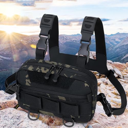 Outdoor Sports Chest Bag Utility Backpack, Portable, Multifunctional Practical Large Capacity Breathable for Camping Outdoor, Black Camo