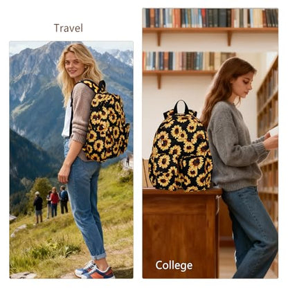 Women's Water-resistant Daypack Backpack, 15.6 Inch Laptop Compartment & Anti-Theft Pocket, Adjustable Padded Straps for Commuting, Travel, Work, College, Sunflower - color: Sunflower