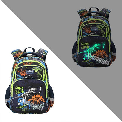 Cusangel 3Pcs Boys Dinosaur Backpack Set with Lunch Box Pencil Case, Dinosaur Backpack for Kids - color: Luminous Dinosaur 3pcs