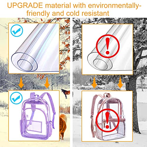 gxtvo Clear Backpack, Heavy Duty Transparent Bookbag, See Through Backpacks for Women Men | Heavy Duty - color: Purple