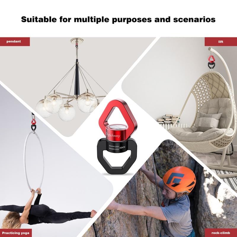 Swivel Hook for Swing,Aluminium Alloy 35KN, Swing Swivel Hanger for Tree Swing, Aerial Dance, Children’s Swing, Hanging Hammock Outdoor Indoor(Black-Red) - style: Black Red-1 Pack