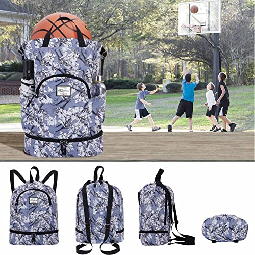 KAMO Drawstring Backpack Bag - Sport Swimming Yoga Backpack with Shoe Compartment, Two Water Bottle Holder for Men Women Large String Backpack Athletic Sackpack for Travel - color: N-2