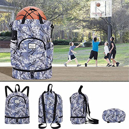 KAMO Drawstring Backpack Bag - Sport Swimming Yoga Backpack with Shoe Compartment, Two Water Bottle Holder for Men Women Large String Backpack Athletic Sackpack for Travel - color: N-2