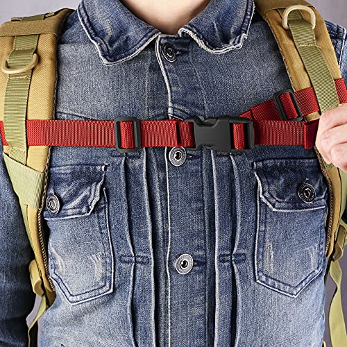 XTACER Backpack Chest Strap Adjustable Backpack Sternum Strap Chest Belt with Buckle (Pack of 4) - color: Red