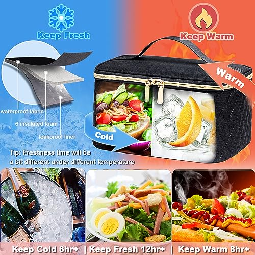 Weitars Lunch Backpack for Women,15.6 Inch Laptop Backpacks Travel Backpack for Women,Work Back pack,Teacher Nurse Back pack Insulated Lunchbox Backpacks - color: Black