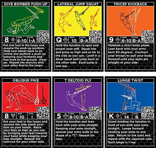 Stack 52 Suspension Exercise Cards TRI Pack. Compatible with All Suspension Trainers. Suspended Bodyweight Resistance Workout Game. Video Instructions Included. Fun at Home Fitness Training Program. - color: Suspension Tri Pack
