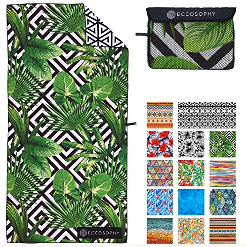 ECCOSOPHY Microfiber Beach Towel - Sand Free Towels are Quick Dry, Light Weight, Super Absorbent - Perfect Pool, Travel, Cruise, Camping Essentials - Oversized Extra Large for Adults 71x35 in - color: Madagascar