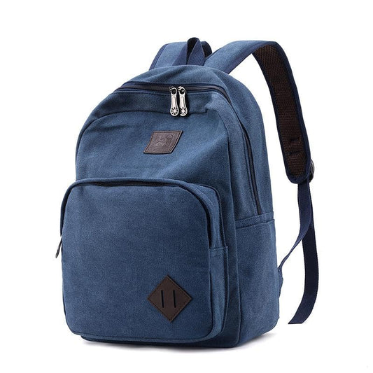 SMAROICE Blue Canvas Backpack for women & men Durable Rucksack Vintage Daypack for Travel Fits 15.6 Inch Notebook - color: Blue
