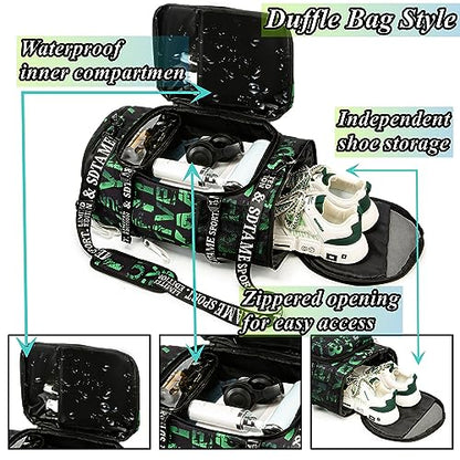 Gym Duffle Bag Backpack with Shoe Compartment,4 ways Travel Backpack for Women and Men,Multi-Functional Weekender bag with Waterproof Layer&Laptop Compartment for Fitness, Travel,Camping - color: Green