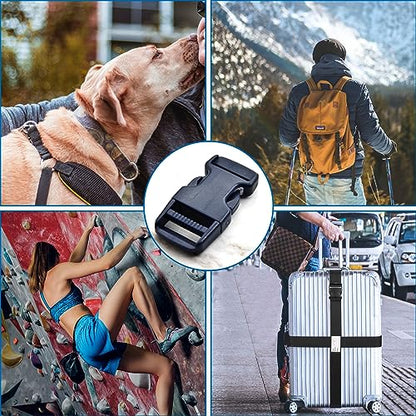 1 inch Buckles Straps Set with 10 Yards Nylon Webbing Strap,10 pcs Quick Side Release Plastic Buckle, 20 pcs Tri-Glide Slide Clip for Luggage Strap, Backpack Replacement (Navy Blue) - color: Navy Blue