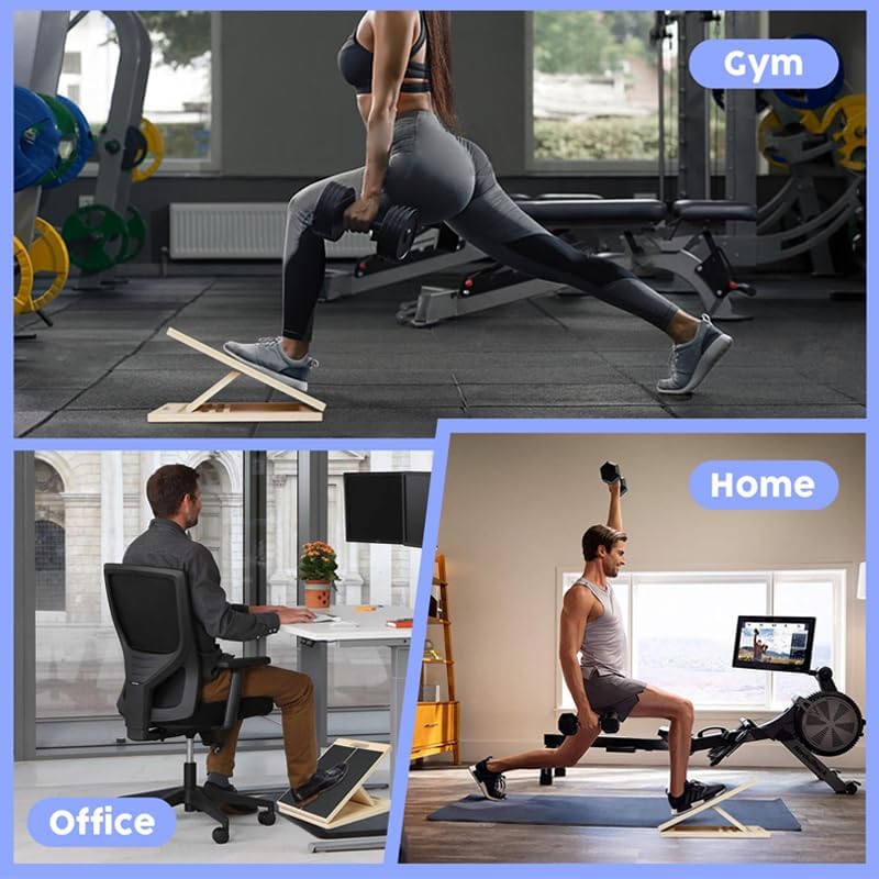 6-Angle Slant Board & Balance Board, 2-in-1 Wooden Mobility Board, Adjustable 40° Incline Stretch Board with Non-Slip Surface, Calf Stretcher and Ankle Balance Board for Adults, Squats, Stability Workouts - color: Single