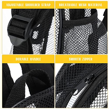 Silkfly 12 Pcs 17 Inch Mesh Backpack Bulk for School Kids Clear Backpack See Through Heavy Duty Bookbags with Adjustable Straps for Boys Girls Student Adult, Sports Travel Donations Supplies