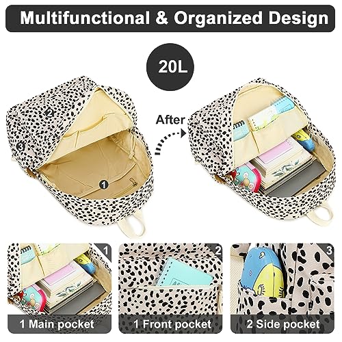 BTOOP School Backpack for Teens Bookbag Women Lightweight 15.6 inch Laptop Bag for Girls Casual High School College - color: Leopard-apricot