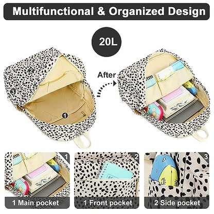 BTOOP School Backpack for Teens Bookbag Women Lightweight 15.6 inch Laptop Bag for Girls Casual High School College - color: Leopard-apricot