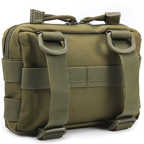 MOLLE Pouches - 2 Pack Tactical Compact Water-Resistant Utility Gadget Gear EDC Pouch - color: Green and Green