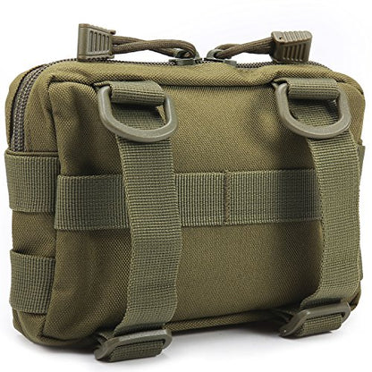 MOLLE Pouches - 2 Pack Tactical Compact Water-Resistant Utility Gadget Gear EDC Pouch - color: Green and Green
