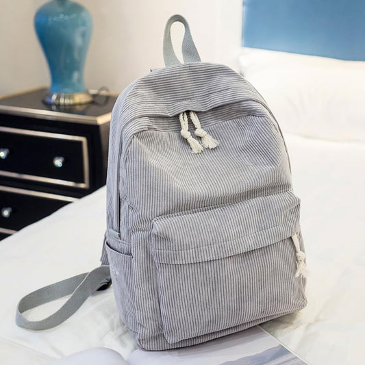 Corduroy Travel Backpack for Women Men, 14 Inch Laptop Backpack, Lightweight Work Backpacks, Large Capacity Bags for Hiking, Camping, Overnight Daily Use,15.7"×11"×4.7", Grey - color: Grey