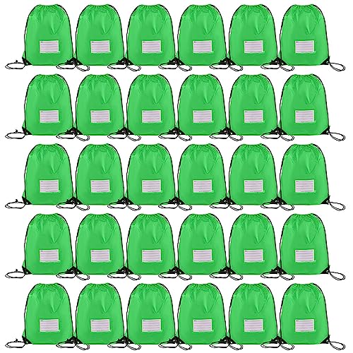 30 Pack Drawstring Bags,Bulk Draw String Backpack, DIY Gym Sports Cinch Bag Sackpack for Women Men, Green - color: Green