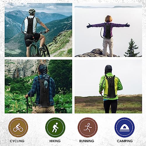 Sanwuta 2 Pcs Hydration Backpack with 3 Liter Water Bladder Tactical Lightweight 17.72 x 7.87 Inch Hydration Pack Backpack Water Backpack Hydration Bag Water Bag for Hiking Running - color: Black