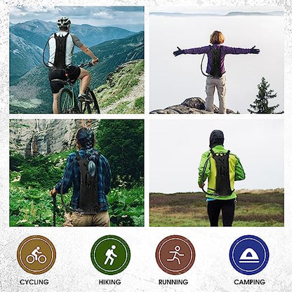 Sanwuta 2 Pcs Hydration Backpack with 3 Liter Water Bladder Tactical Lightweight 17.72 x 7.87 Inch Hydration Pack Backpack Water Backpack Hydration Bag Water Bag for Hiking Running - color: Black