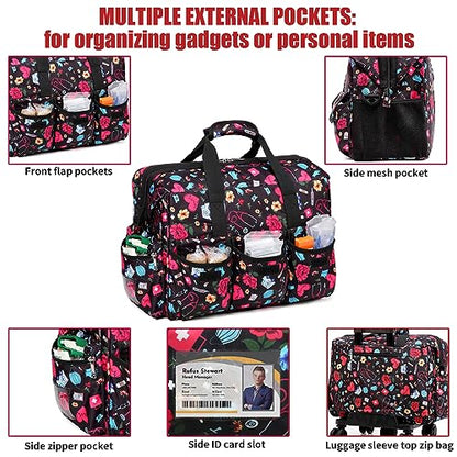 Nurse Rolling Medical Duffle Bag Work Nursing School College Student Must Have Clinical Home Health Cna Nr Gifts Carry On Bag with Wheels Doctor Emt Ems Healthcare Equipment Homecare Physician (Nurse) - color: Nurse