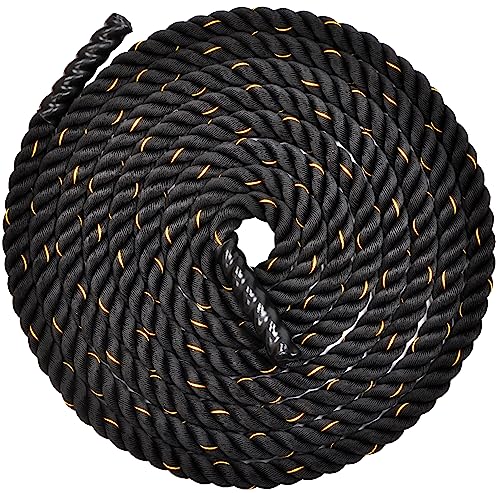 Fitvids Battle Rope 1.5Inch 2 Inch Diameter Poly Dacron 30 FT, 40 FT, 50 FT Length, Heavy Ropes for Home Gym and Workout - style: 2-Inch, 40FT