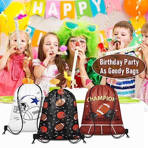 Grneric 18 Pcs Football Party Favor Bags Drawstring Bags Bulk Candy Goodie Bag Football Themed Presents for Sports Teams - color: Football