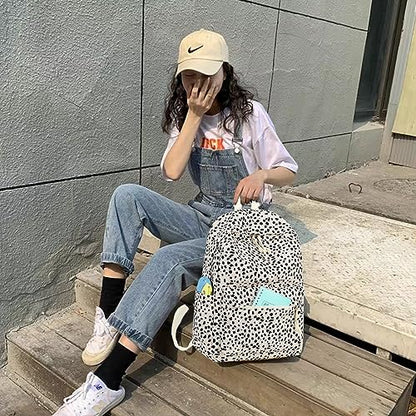 BTOOP School Backpack for Teens Bookbag Women Lightweight 15.6 inch Laptop Bag for Girls Casual High School College - color: Leopard-apricot