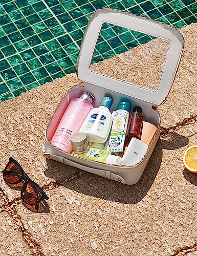 Popvibe Clear Makeup Case Set White Toiletry Bag Travel Large Clear Cosmetic Bag with Zipper, Big Make Up Bag Organizer Women Traveling TSA Approved Transparent Bag Car for Essentials - color: White, style: Dual Elegance