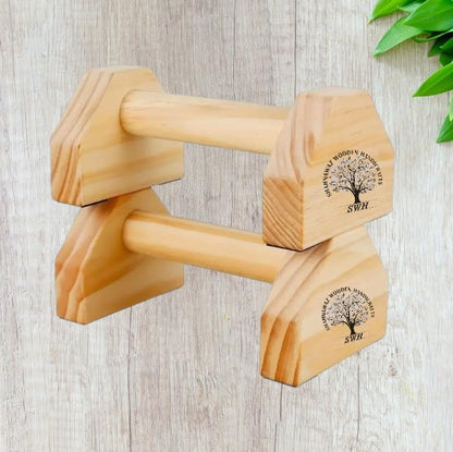 SWH Push-up Bars, 2 PCS Wood Pushup Bars Non-Slip Base Exercise Home Workout Equipment, Wooden Parallettes Handle Stands Grip for Men Strength Training, Planks, Fitness 25cm