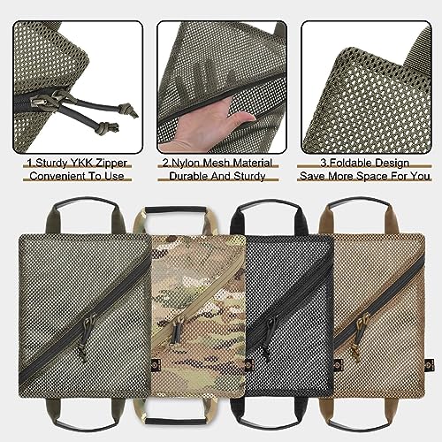 PETAC GEAR Tactical Storage Mesh Pouch Set,Insert Modular Utility Admin Pockets,Travel Organizer EDC Bag - color: Ranger Green -BK