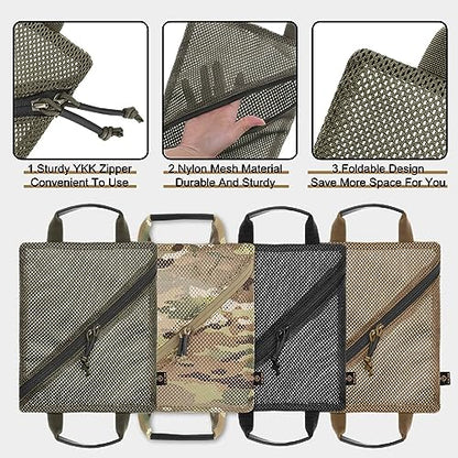 PETAC GEAR Tactical Storage Mesh Pouch Set,Insert Modular Utility Admin Pockets,Travel Organizer EDC Bag - color: Ranger Green -BK