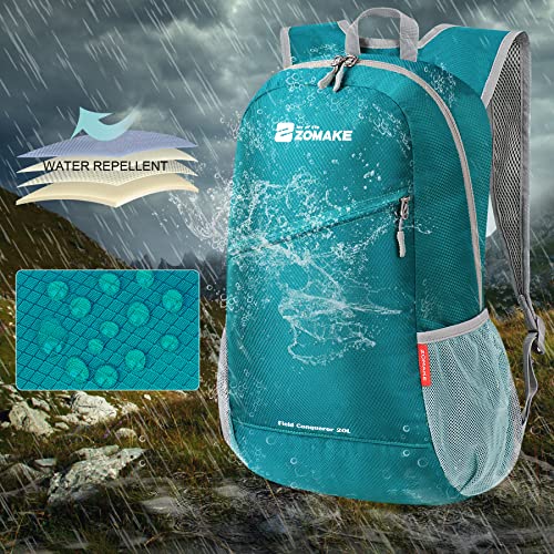 ZOMAKE Lightweight Packable Backpack 20L,Foldable Backpacks Small Daypack for Hiking Water Resistant Day Bag for Travel(Lake Green) - color: Lake Green