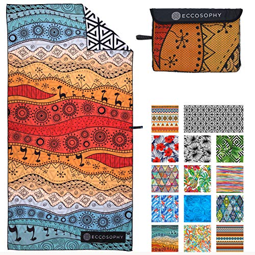 ECCOSOPHY Microfiber Beach Towel - Sand Free Towels are Quick Dry, Light Weight, Super Absorbent - Perfect Pool, Travel, Cruise, Camping Essentials - Oversized Extra Large for Adults 71x35 in - color: Marrakesh
