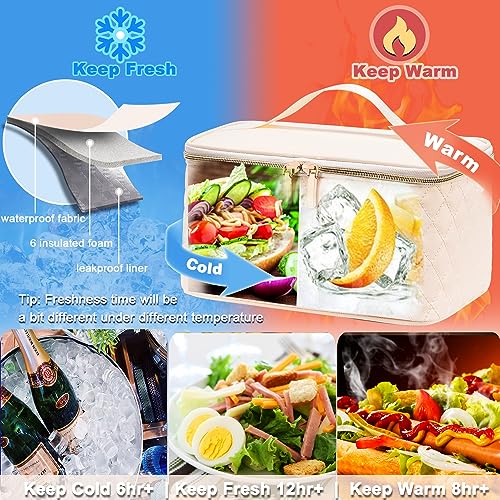 Weitars Lunch Backpack for Women,15.6 Inch Laptop Backpacks Travel Backpack for Women,Work Back pack,Teacher Nurse Back pack Insulated Lunch Bookbag Cooler Backpacks - color: Beige