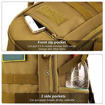 ArcEnCiel 10L/20L Mini X-Small Tactical Backpack MOLLE Daypack Gear Pack Camping Bag with Patch - color: Brown, size: 20L