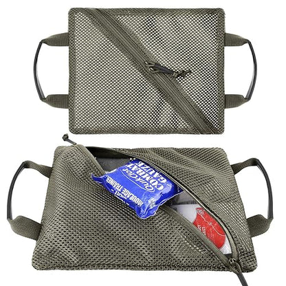 PETAC GEAR Tactical Storage Mesh Pouch Set,Insert Modular Utility Admin Pockets,Travel Organizer EDC Bag - color: Ranger Green