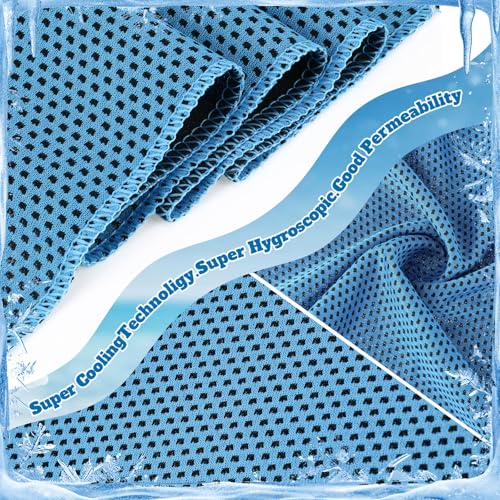 Honoson 20 Pcs12x25 Inch Cooling Hoodie Towel Bulk for Neck and Face 40x12 Inch Quick Dry Sweat Towels Instant Ice Cold Towel for Hot Weather Run Yoga Gym(Light Blue,Dark Blue) - color: Light Blue,dark Blue