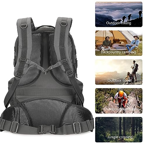 50L Military Tactical Backpack Hiking Waterproof Backpack Large Military Pack 3 Day Assault Pack Molle Bag Rucksack - color: Grey