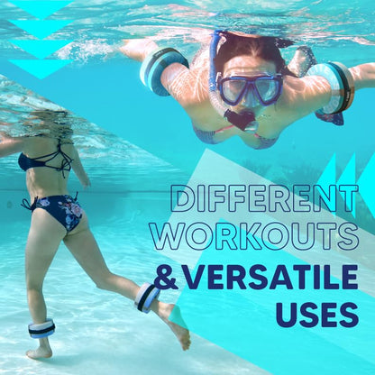 Sunlite Sports Foam Aquatic Cuffs, Weights for Water Exercise, High-Density EVA for Enhanced Pool Fitness Training, Water Aerobics Float Ring with Adjustable Webbing, Pack of 2