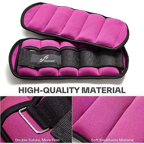Sportneer Adjustable Ankle Weights for Women and Men 7 lbs/Pair Adjustable Leg Weights with Secure Straps, Strength Training Weighted for Yoga, Walking, Running, Aerobics, Gym, Physical Therapy - color: Pink