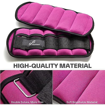 Sportneer Adjustable Ankle Weights for Women and Men 7 lbs/Pair Adjustable Leg Weights with Secure Straps, Strength Training Weighted for Yoga, Walking, Running, Aerobics, Gym, Physical Therapy - color: Pink