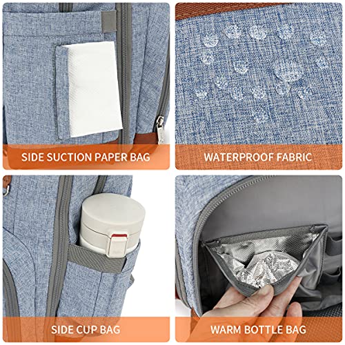Diaper Bag Backpack, Large Baby Nappy Bags with Portable Changing Pad for Boys and GirlsMultifunction Travel Baby Bag for Moms Dads, Shower Gifts Waterproof and Stylish，Light Blue - color: Light Blue